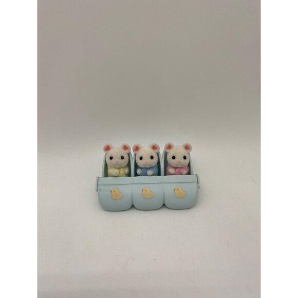 Calico Critters/ Sylvanian Families White Mouse Triplet Baby Toy Set - Picture 1 of 4